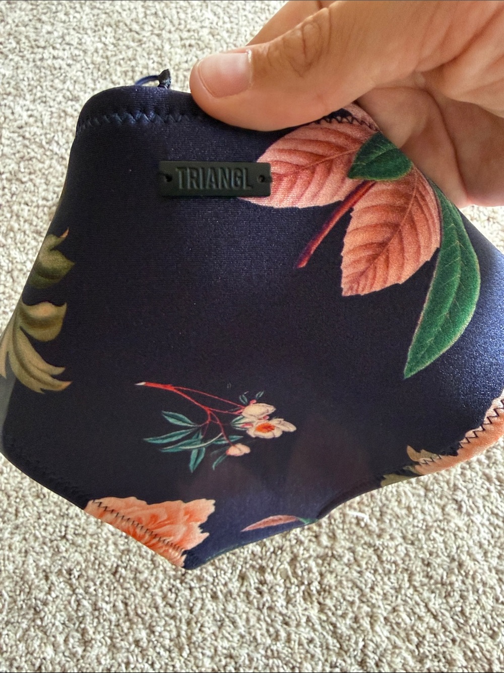 Triangl navy blue floral neoprene bikini top size small medium bottom - Picture 6 of 9